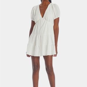 Quiz Seersucker Smock Dress White Size US 14
